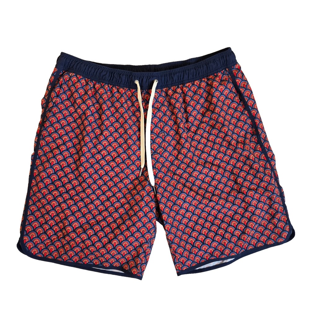 Fair Harbor‎ Mens Swim Trunk Drawstring Waist Lined Printed Beach Red Size XXL